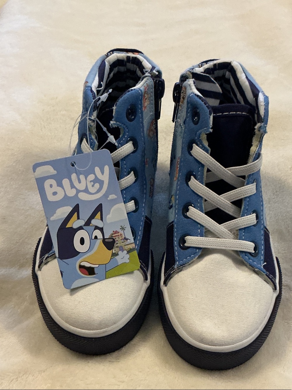 Bluey Kids' High-Top Sneakers in Light Blue and White